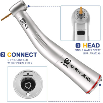 Push button fiber optic 1: 5 increasing contra angle handpiece with cartridge & middle shaft dental chair unit