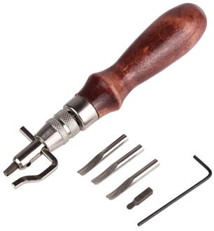 Push Groovende Gereedschap Craft 5 In 1 Diy Duurzaam Verstelbare Set Houten Handvat Handgemaakte Kleding Groovende Apparaat 7in1