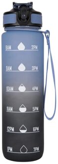 Push Lid BPA-vrije 1L Waterfles (Blauw/Zwart) - maat Zwart/blauw