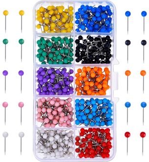 Push Pins 600-Count Kaart Kopspijkers Markering Pins 1/8-Inch Plastic Kralen Hoofd, met Stalen Punt 10 Verschillende Kleuren
