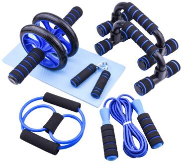 Push Up Ondersteuning Abdominale Wiel 7 Stks/set Multifunctionele Trainer Kleine Indoor Familie Fitness Set Blauw