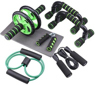 Push Up Ondersteuning Abdominale Wiel 7 Stks/set Multifunctionele Trainer Kleine Indoor Familie Fitness Set groen