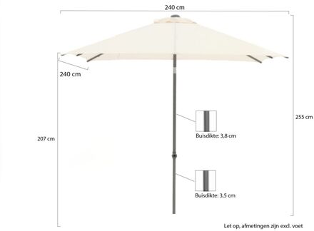 Push-up parasol 240x240cm - Laagste prijsgarantie! Wit
