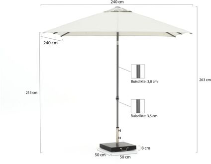 Push-up parasol 240x240cm - Laagste prijsgarantie! Wit