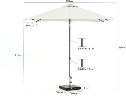 Push-up parasol 240x240cm - Laagste prijsgarantie! Wit