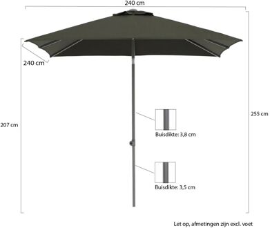 Push-up parasol 240x240cm - Laagste prijsgarantie! Zwart