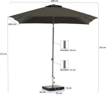 Push-up parasol 240x240cm - Laagste prijsgarantie! Zwart
