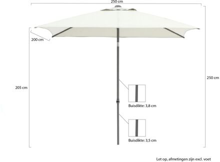 Push-up parasol 250x200cm - Laagste prijsgarantie! Grijs