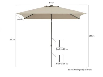 Push-up parasol 250x200cm - Laagste prijsgarantie! Taupe