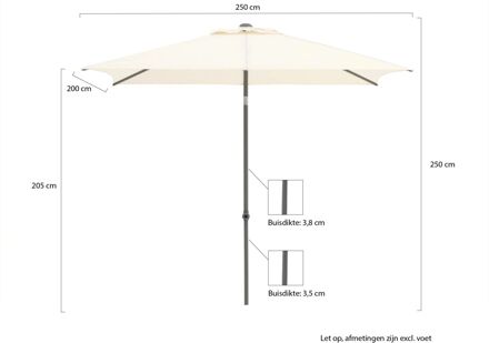 Push-up parasol 250x200cm - Laagste prijsgarantie! Wit
