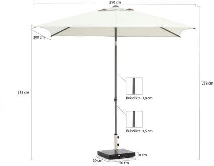 Push-up parasol 250x200cm - Laagste prijsgarantie! Wit