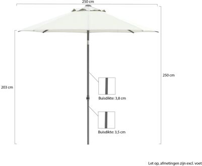 Push-up parasol ø 250cm - Laagste prijsgarantie! Grijs