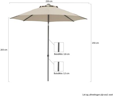 Push-up parasol Ø 250cm - Laagste prijsgarantie! Taupe