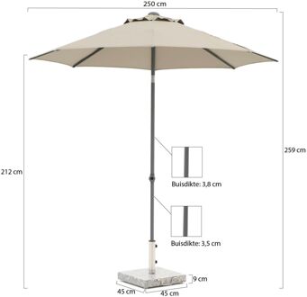 Push-up parasol Ø 250cm - Laagste prijsgarantie! Taupe