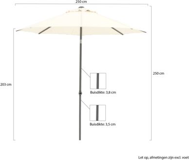 Push-up parasol ø 250cm - Laagste prijsgarantie! Wit