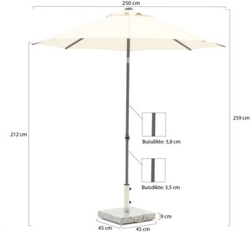 Push-up parasol ø 250cm - Laagste prijsgarantie! Wit