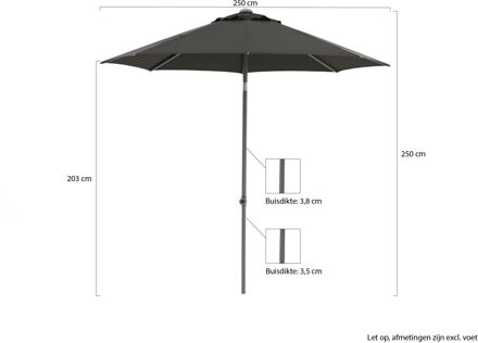 Push-up parasol ø 250cm - Laagste prijsgarantie! Zwart