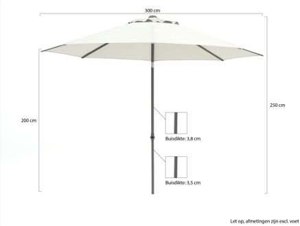 Push-up parasol ø 300cm - Laagste prijsgarantie! Grijs