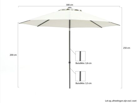 Push-up parasol Ø 300cm - Laagste prijsgarantie! Grijs