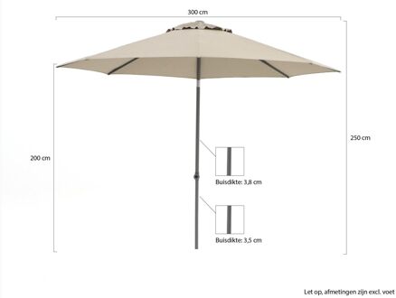 Push-up parasol Ø 300cm - Laagste prijsgarantie! Taupe