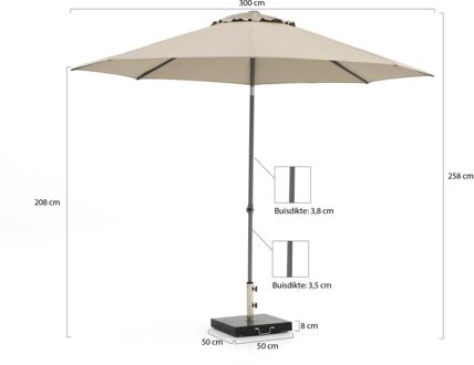 Push-up parasol ø 300cm - Laagste prijsgarantie! Taupe