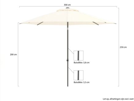 Push-up parasol ø 300cm - Laagste prijsgarantie! Wit