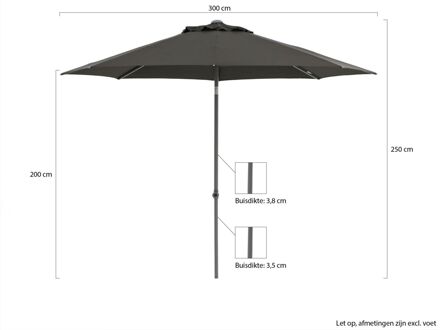 Push-up parasol ø 300cm - Laagste prijsgarantie! Zwart