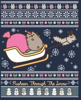 Pusheen Through The Snow Women's Christmas Jumper - Navy - XS Blauw