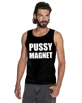 Pussymagnet tekst singlet shirt/ tanktop zwart heren M