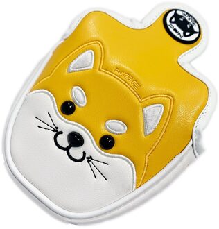 Putter Cover Leuke Akita Golf Headcover Voor Mallet Putter Pu Leer Magnetische Sluiting Golf Club Head Protector geel