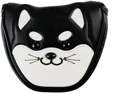 Putter Cover Leuke Akita Golf Headcover Voor Mallet Putter Pu Leer Magnetische Sluiting Golf Club Head Protector zwart