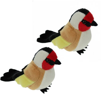 Putter vogel knuffel - 2x - pluche - zacht -12 cm - vogels - Distelvinken