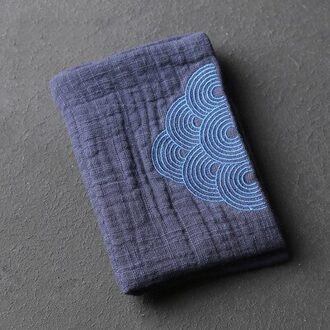 Puur Katoen Absorberende Theedoek Dikke Geborduurde Zee Water Patroon Vierkante Schone Doek Japanse Thee Set