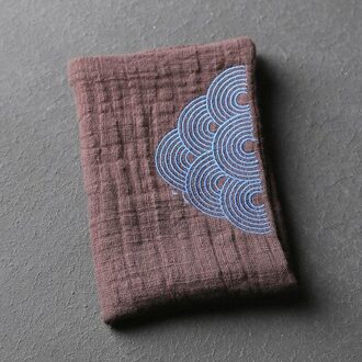 Puur Katoen Absorberende Theedoek Dikke Geborduurde Zee Water Patroon Vierkante Schone Doek Japanse Thee Set