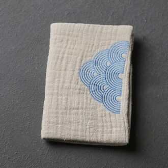 Puur Katoen Absorberende Theedoek Dikke Geborduurde Zee Water Patroon Vierkante Schone Doek Japanse Thee Set