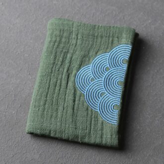 Puur Katoen Absorberende Theedoek Dikke Geborduurde Zee Water Patroon Vierkante Schone Doek Japanse Thee Set