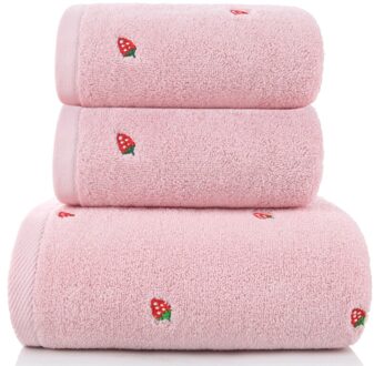 Puur Katoen Jacquard Badhanddoek Voor Vrouwen Set Handdoeken Badkamer Handdoeken Badkamer Katoen Zachte Badhanddoek Kerst Handdoeken HH50YJ roze aardbei