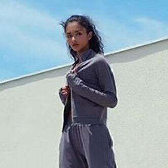 Puur Katoen Vrouwen Fitness Sportkleding Comfortabele Stretch Sport Top Rits Lange Mouw Yoga Outdoor Sport Top Running Top L / Grijs