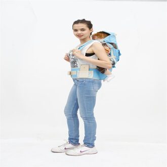 Puur Katoen Zes-In-een One-schouder Twee-Schouder Multi-Functionele Vier-Seizoen Ademend baby Strap Front-Knuffelen Taille Kruk blauw