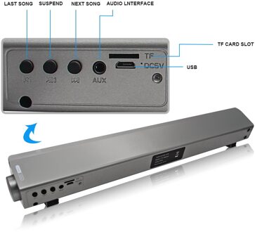 PUZHIJIE draadloze bluetooth speaker sound bar LP08 met afstandsbediening subwoofer 10 W Stereo speaker voor Computer zilver