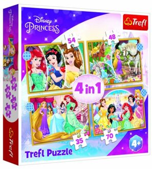 Puzzel 4 in 1 Princess Happy Day Roze - ONE SIZE