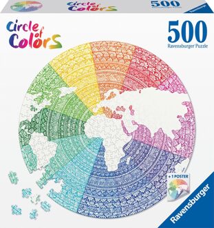 Puzzel 500 stukjes Round puzzle - Circle of colors - Mandala