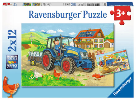 Puzzel bouwplaats en boerderij