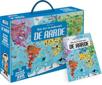 puzzel De aarde junior 70 x 48 cm ovaal 200 stuks