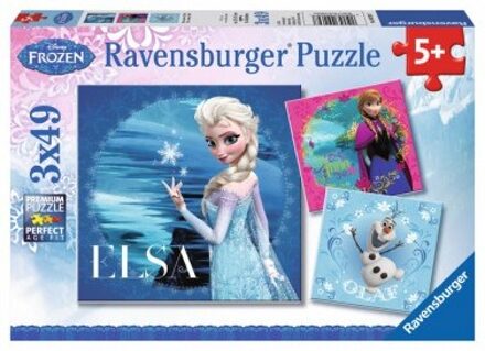 puzzel Disney Frozen Anna, Olaf en Elsa - 3 x 49 stukjes