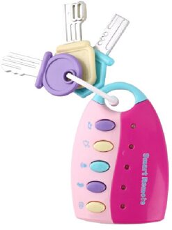 Puzzel Muziek Autosleutel Speelgoed Kleurrijke Flash Muziek Slimme Afstandsbediening Verschillende Auto Geluiden Pretend Spelen Baby Vroege Onderwijs speelgoed 1stk roze