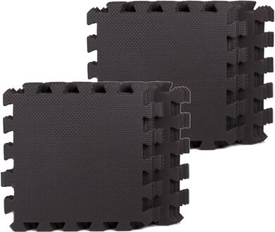 Puzzel speelmat foam tegels 30 x 30 cm zwart 18 stuks