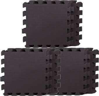 Puzzel speelmat foam tegels 30 x 30 cm zwart 27 stuks