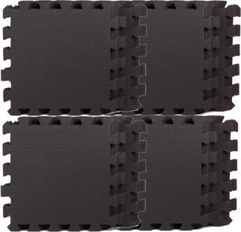 Puzzel speelmat foam tegels 30 x 30 cm zwart 36 stuks