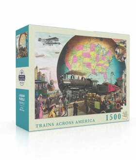 Puzzel Treinen door Amerika - 1500 stukjes multicolor